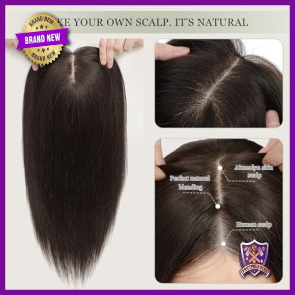 16-Inch Real Human Hair Topper for Thinning Hair, Lace Base main image 4
